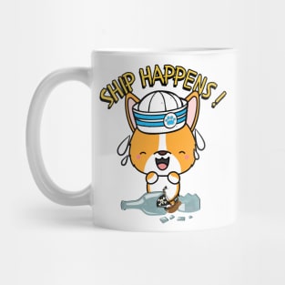 Funny Corgi Ship Happens Pun Mug